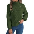 thumbnail image 1 of DuoJiaJ Women's Autumn And Winter Solid Color Casual Turtleneck Long Sleeve Knitted Pullover Sweater Top Crewneck Sweater Women Green L, 1 of 5