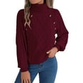 thumbnail image 1 of DuoJiaJ Women's Autumn And Winter Solid Color Casual Turtleneck Long Sleeve Knitted Pullover Sweater Top Crewneck Sweater Women Red M, 1 of 5