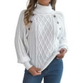 thumbnail image 1 of DuoJiaJ Women's Autumn And Winter Solid Color Casual Turtleneck Long Sleeve Knitted Pullover Sweater Top Crewneck Sweater Women White M, 1 of 5