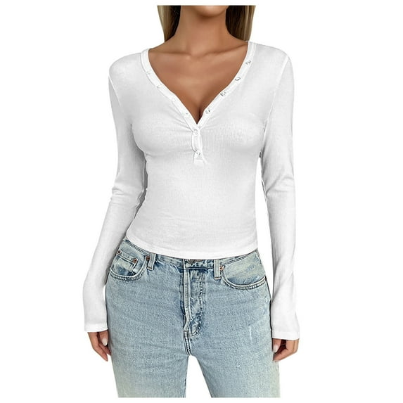 DuoJiaJ Women's Autumn And Winter Women's Temperament Slim Solid Color Long Sleeve Button Top Warm Inside Ladies Thermal Underwear White L