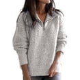 thumbnail image 1 of DuoJiaJ Women's Autumn/Winter Zip Up Long Sleeve Knitted Sweater Cardigan Crewneck Sweater Gray XXXL, 1 of 4