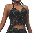thumbnail image 1 of DuoJiaJ Women's Belly Dance Sequin Bra Tassel Clothing Halter Tops Workout Tank Tops Women, 1 of 5