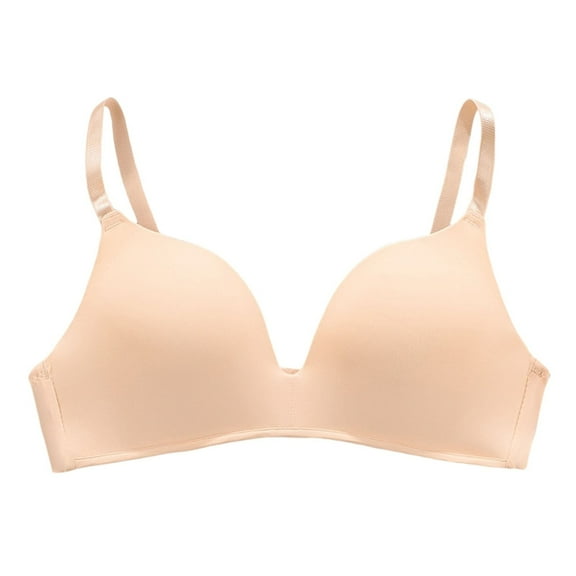 DuoJiaJ Women's Bra Push up Low Cut Seamless Wireless Bra Beige
