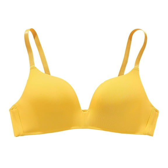 DuoJiaJ Women's Bra Push up Low Cut Seamless Wireless Bra Yellow