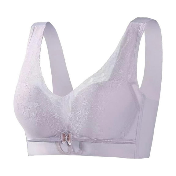 DuoJiaJ Women's Breathable Cool Small Breast Push Up Lace Wireless Bra Plus Size Bras Purple
