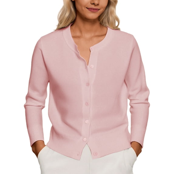 DuoJiaJ Women's Casual Button Down Cardigan Soft Lightweight Knit Sweater For Spring And Fall Daily Wear With Jeans Or Skirts Plus Size Cardigan For Women Pink