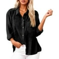 thumbnail image 1 of DuoJiaJ Women's Casual Cardigans With Pockets Perfect For Daily Wear Stylish Versatile Design For Spring Summer And Autumn Women's Short Sleeve Shirts Black XXL, 1 of 3