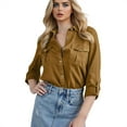 thumbnail image 1 of DuoJiaJ Women's Casual Collar Long Sleeved Denim Shirt Women's Oversized Shirts Brown XL, 1 of 4