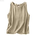 thumbnail image 1 of DuoJiaJ Women's Casual Loose Fit Pure Color Crinkled Tank Top Boho Style Sleeveless Blouse Comfortable Breathable Summer Wear Cotton Tank Tops For Women Yellow M, 1 of 5
