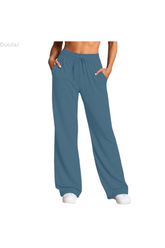 Women's Casual Pants For Everyday Comfort Relaxed Fit Trousers With Drawstring Versatile Athletic Wear Women's Lounge Pants Blue XL
