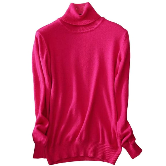 DuoJiaJ Women's Classic Fit Lightweight Long Sleeve Turtleneck Sweater Red XXL