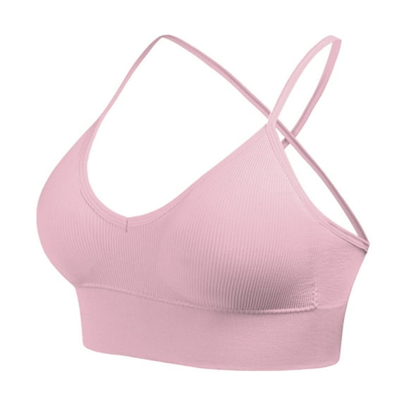 DuoJiaJ Women's Comfortable And Transparent Shoulder Strap Cordless Backless Spongeless With Convertible Shoulder Straps Plus Size Bras Pink