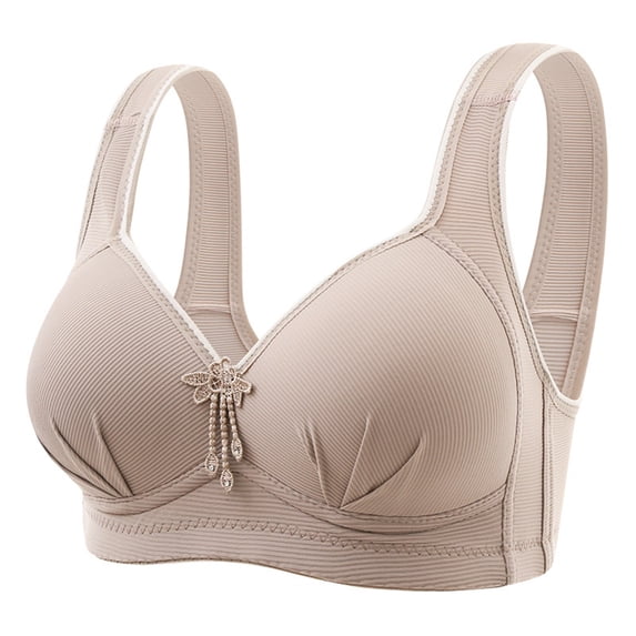 DuoJiaJ Women's Comfortable Mid Aged And Elderly Bra Large Thin No Steel Ring Comfortable Breathable Smooth Back Bra Sports Bras for Women Gray