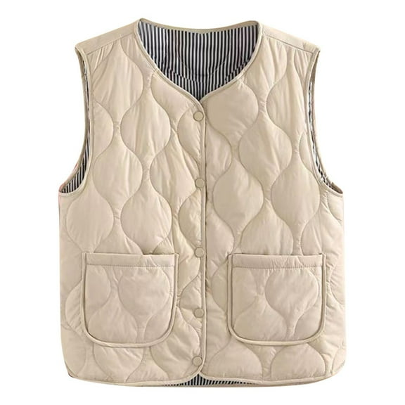 DuoJiaJ Women's Cozy Inner Vest Sleeveless Collarless Design For Versatile Winter Layering Womens Fleece Jacket White XXL