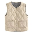 thumbnail image 1 of DuoJiaJ Women's Cozy Inner Vest Sleeveless Collarless Design For Versatile Winter Layering Womens Fleece Jacket White XXXL, 1 of 2