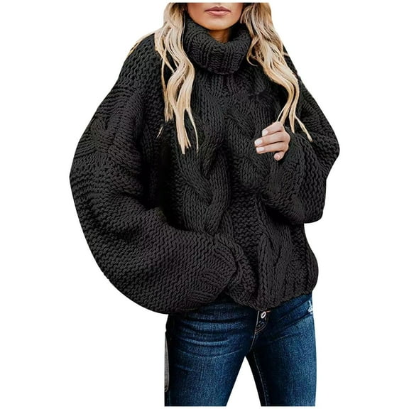 DuoJiaJ Women's Cozy Oversized Cowl Neck Sweater Lazy Chic Autumn/Winter Womenâs Boho Flowy Summer Tops Black