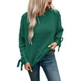 thumbnail image 1 of DuoJiaJ Women's Fall/winter Sweater With Bow Pullover Loose Casual Long Sleeved Sweater Women's Lightweight Sweater Green L, 1 of 5