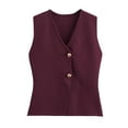 thumbnail image 1 of DuoJiaJ Women's Fashion Button Up Knitted Vest Top Womens Winter Jacket Red M, 1 of 5