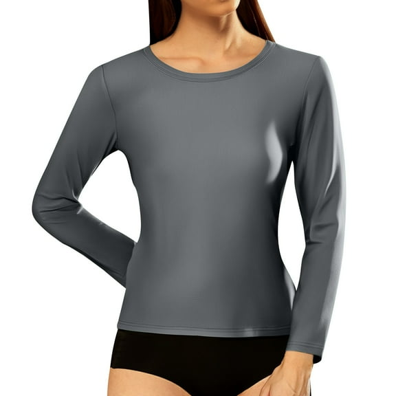 DuoJiaJ Women's Fashion Casual Ribbed Long Sleeve Round Neck Slim T Shirt Top Women’s Striped Crewneck Relaxed Fit Tops Gray