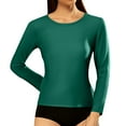 thumbnail image 1 of DuoJiaJ Women's Fashion Casual Ribbed Long Sleeve Round Neck Slim T Shirt Top Women’s Striped Crewneck Relaxed Fit Tops Green, 1 of 4