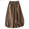 thumbnail image 1 of DuoJiaJ Women's Fashion Vintage Linen Mid Length High Waisted A Line Skirt A Line Skirts Women Yellow XXL, 1 of 3