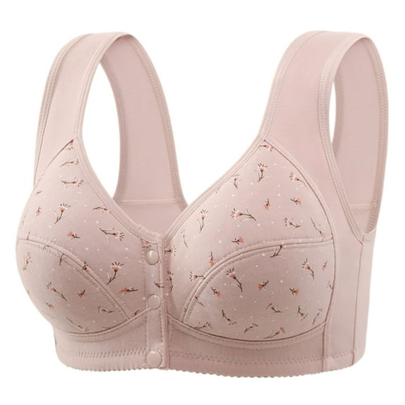 DuoJiaJ Women's Fixed Cup Front Buckle Underwear For The Elderly Plus Size Bra Without Underwire Thin Tank Top Bra Sports Bras for Women Pink