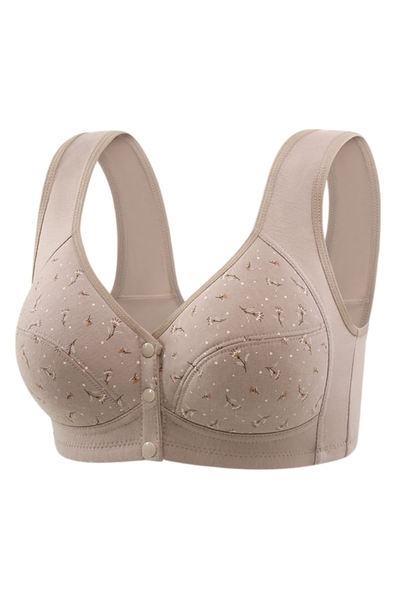 Women's Fixed Cup Front Buckle Underwear For The Elderly Plus Size Bra Without Underwire Thin Tank Top Bra Sports Bras for Women Yellow