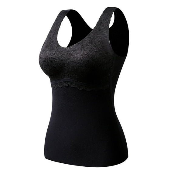 DuoJiaJ Women's Lined Thermals Underwear Tops Base Layer Tank Top Vest for Cold Weather Black XXXL