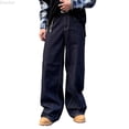 thumbnail image 1 of DuoJiaJ Women's Floral Print Casual Pants Straight Leg Comfortable Pants Daily Wear Home Spring Summer Fall Outfits Women's Wide Leg Pants Blue M, 1 of 3