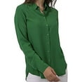 thumbnail image 1 of DuoJiaJ Women's Geometric Print Chinese Collar Open Button Shirt Women's Oversized Shirts Green M, 1 of 2
