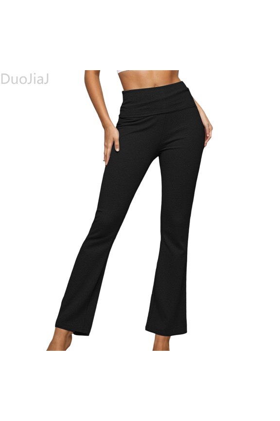 Women's High Waist Straight Leg Yoga Pants Workout Pants Black XS