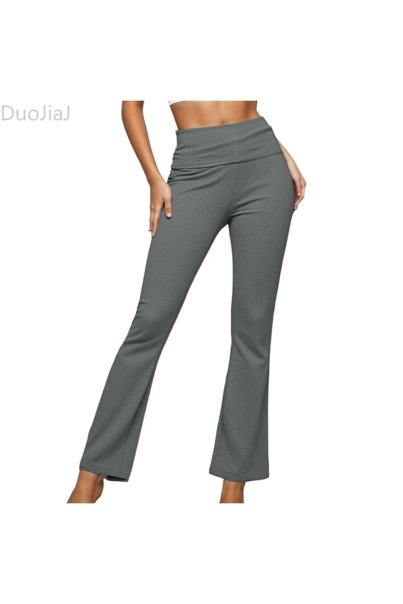 Women's High Waist Straight Leg Yoga Pants Workout Pants Gray XL