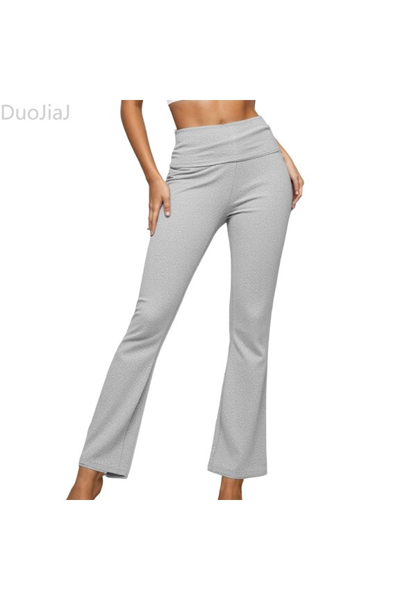 Women's High Waist Straight Leg Yoga Pants Workout Pants Gray XS