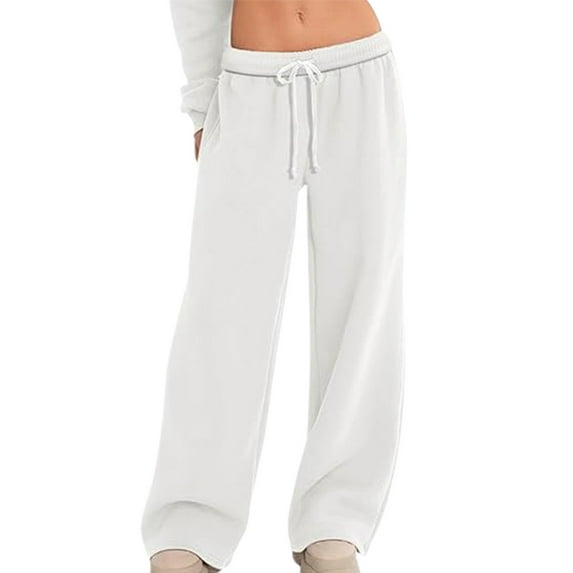 DuoJiaJ Women's High Waisted Lined Jogger Pants Solid Color Drawstring Casual Sweatpants With Pockets Elastic Straight Leg Pants High Waisted Casual Work Pants Women