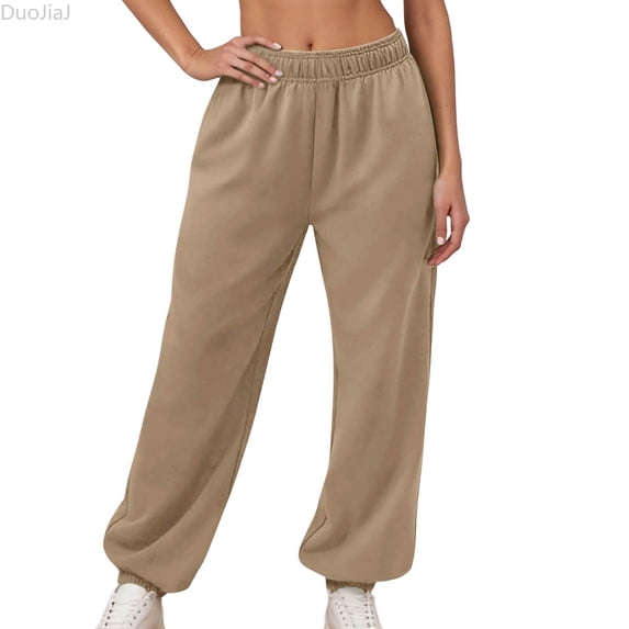 DuoJiaJ Women's High Witdth Comfort Knit Joggers With Drawstring And Pockets Relaxed Fit High Witdth Waistband Casual Pants For Everyday Wear Women's Wide Leg Pants Yellow XL