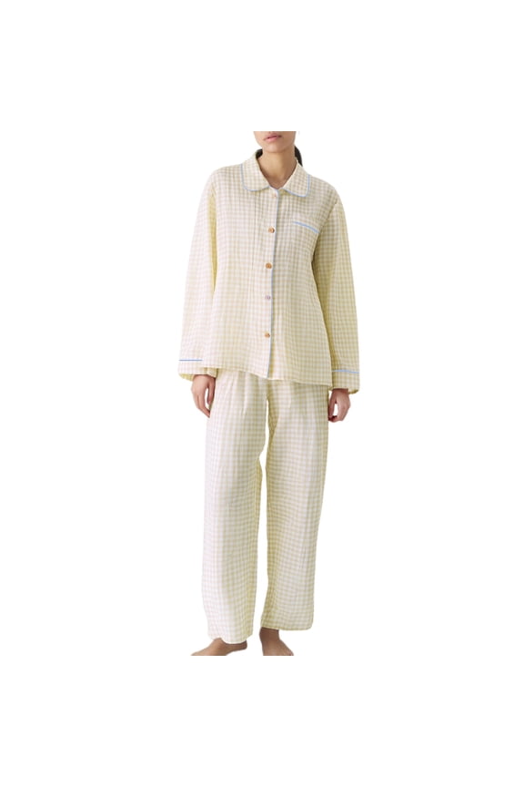 Women’s Lightweight Long Sleeve Pajama Set Sweet Blend Robe With Collar For Spring And Autumn Comfort Plus Size Satin Pajamas Women Yellow