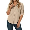 thumbnail image 1 of DuoJiaJ Women's Long Sleeve Casual Shirt Sun Breathable Lightweight Travel Hiking Fishing Outdoor Shirt Women's Shirts Yellow M, 1 of 4