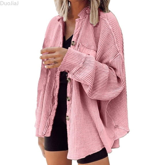 DuoJiaJ Women's Long Sleeve Lapel Shirt,Irregular Pocket Splicing Casual Blouse,S