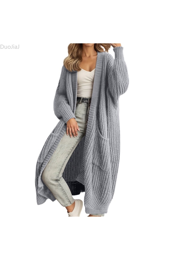 Women's Long Sleeve Oversized Cardigan,Open Front Knit Warm Winter Coat,S
