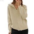 thumbnail image 1 of DuoJiaJ Women's Long Sleeve Zip Up Cardigan,Ribbed Texture Slim Fit Knit Coat,M, 1 of 4