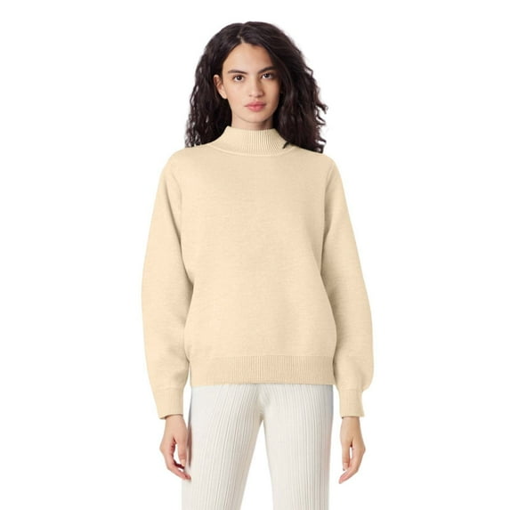 DuoJiaJ Women's Neck Soft Knit Sweater Autumn Winter Lined Pullover Top Thermal Underwear Women Plus Size Warm Winter Beige One Size