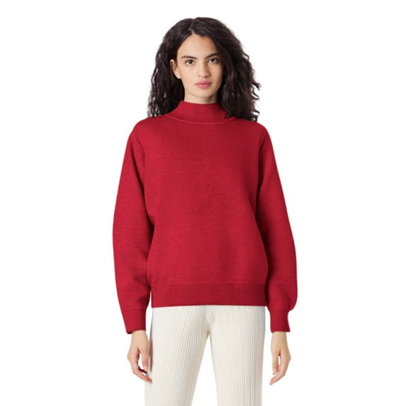 DuoJiaJ Women's Neck Soft Knit Sweater Autumn Winter Lined Pullover Top Thermal Underwear Women Plus Size Warm Winter Red One Size