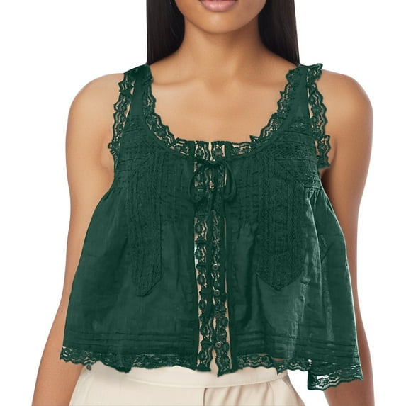 DuoJiaJ Women's New Solid Color Lace Lace Patchwork Sweet Slim Fit Small Camisole Vest Plus Size Women’s Cotton Tank Tops