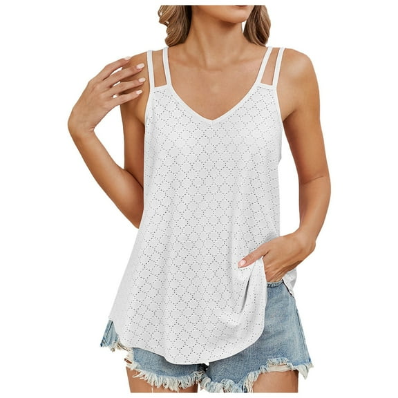 DuoJiaJ Women's New Summer Fashion V Neck Solid Color Sleeveless Casual Suspenders Small Vest Summer Tank Tops Women