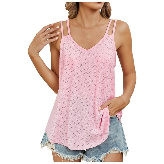 DuoJiaJ Women's New Summer Fashion V Neck Solid Color Sleeveless Casual Suspenders Small Vest Summer Tank Tops Women