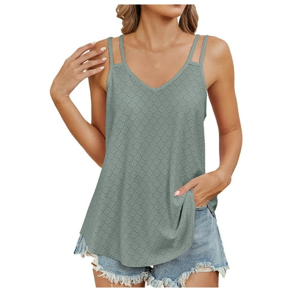 DuoJiaJ Women's New Summer Fashion V Neck Solid Color Sleeveless Casual Suspenders Small Vest Summer Tank Tops Women