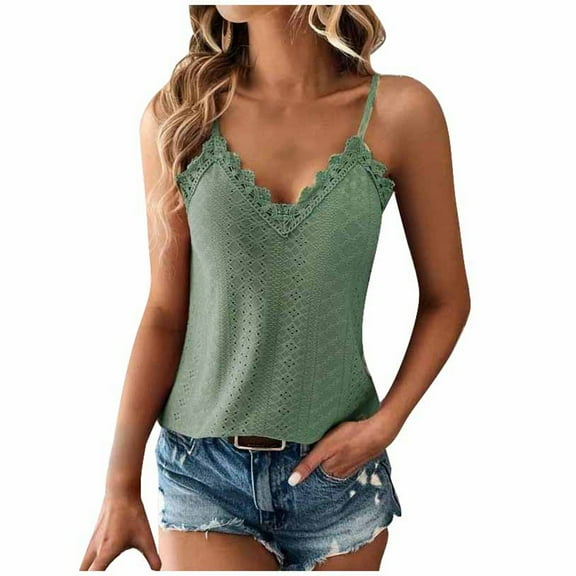 DuoJiaJ Women's New V Neck Lace Lace Suspender Vest Women’s Tank Tops
