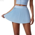 thumbnail image 1 of DuoJiaJ Women's Pleated Tennis Skirt With Pockets Shorts High Waist Miniskirt Lightweight Skirt Flowy Sports Skirt Skirts For Women Blue XXL, 1 of 4