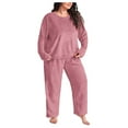 thumbnail image 1 of DuoJiaJ Women's Plus Size Flannel Pajama Set Thickened Warm Coral Fleece Loungewear Loose Fit Winter Sleepwear & Outerwear For Home And Outdoor Use Sexy Women's Pajamas Lace Pink, 1 of 3