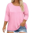 thumbnail image 1 of DuoJiaJ Women's Plus Size Top Casual Short Sleeved Patterned T Shirt Oversized Top Cropped Tops for Women Pink XXL, 1 of 3